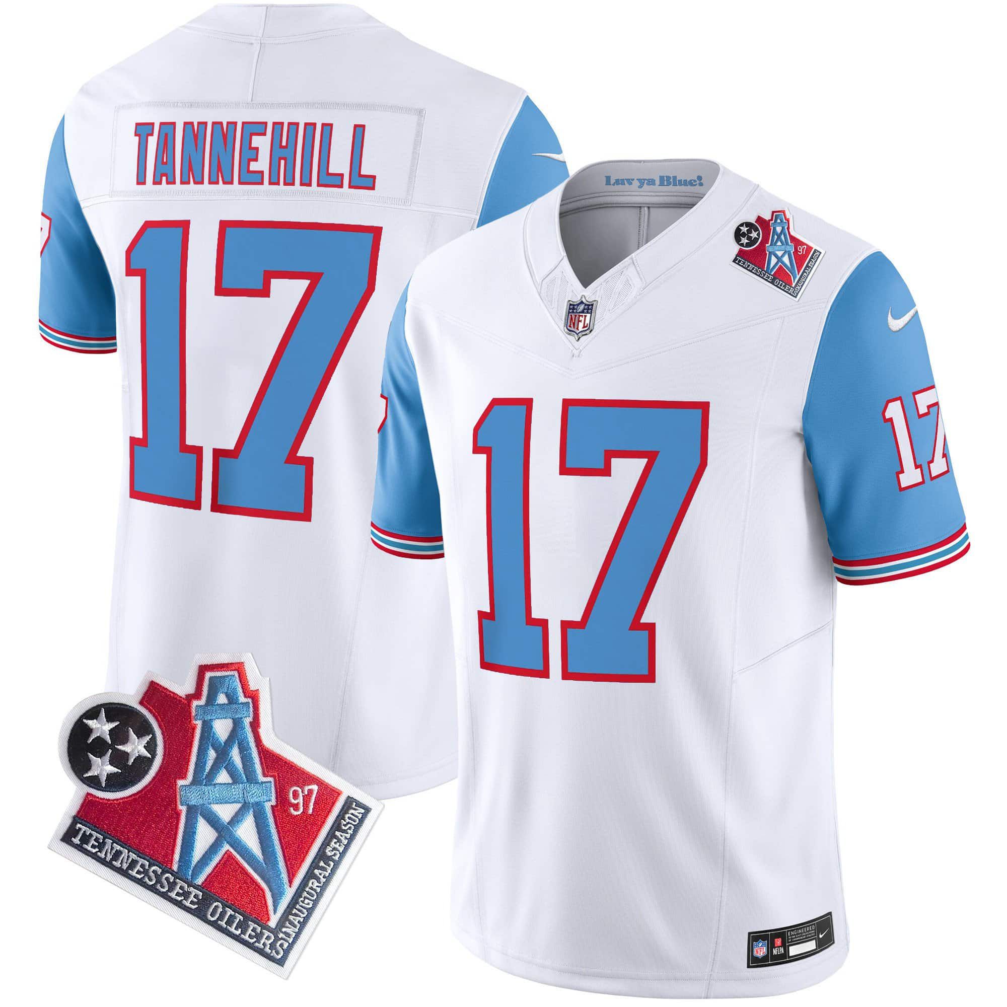Men Tennessee Titans #17 Tannehill White 1997 Throwback 2024 Nike Limited Vapor NFL Jersey style 1